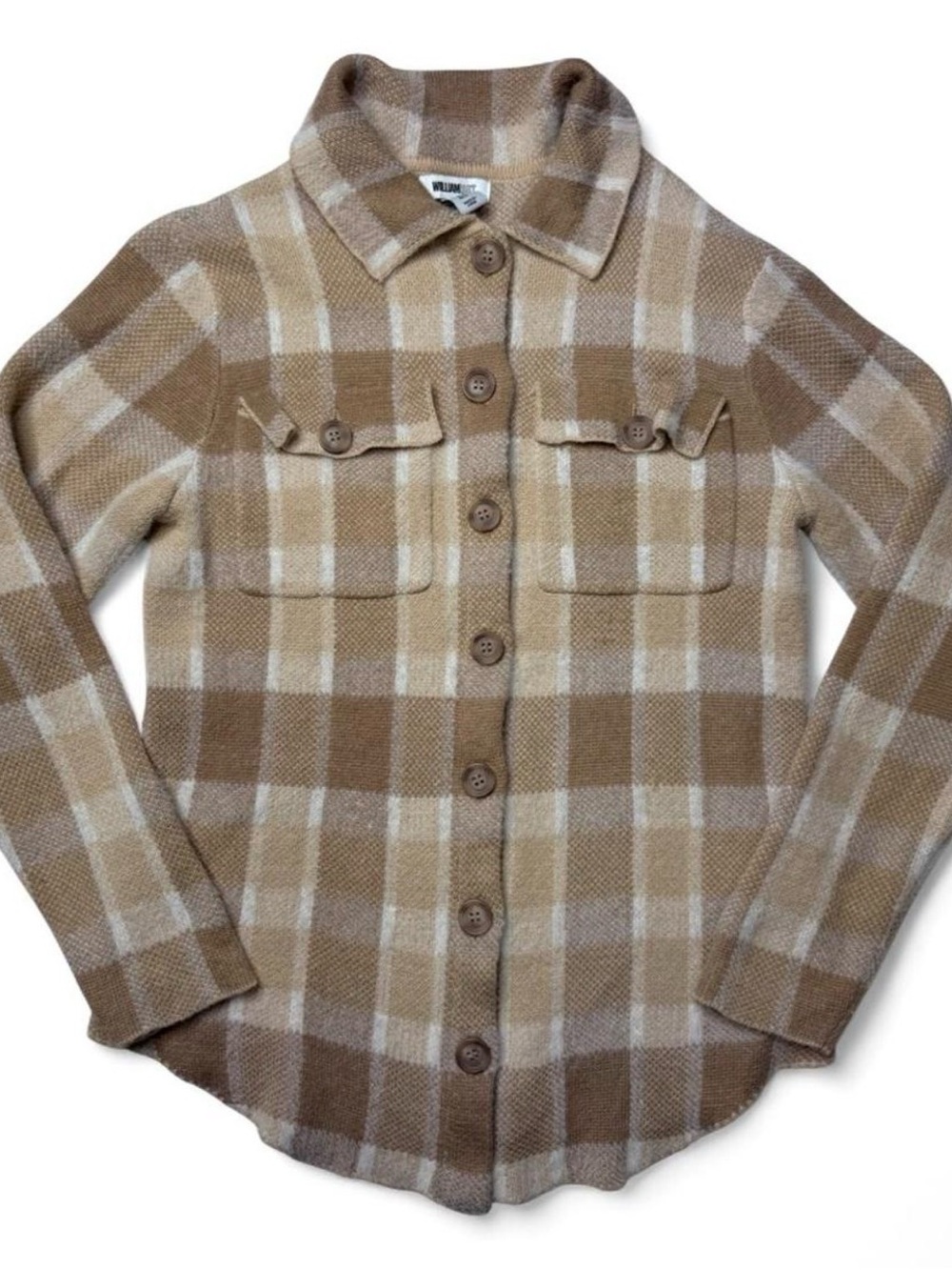 William Rast Taupe & Cream Plaid Utility Jacket